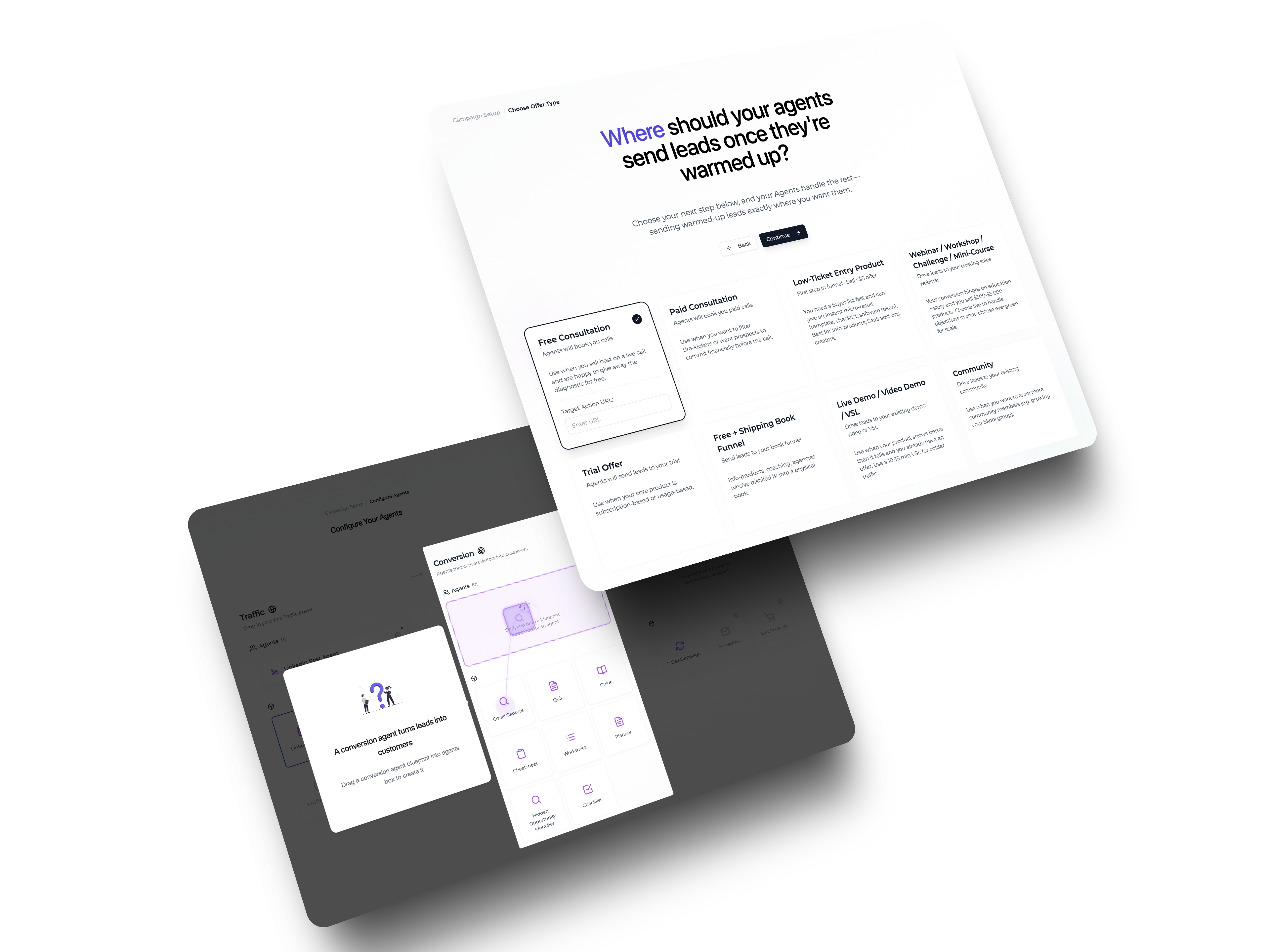 Unified dashboard showing bookings by day, value of scheduled work, and live agent activity